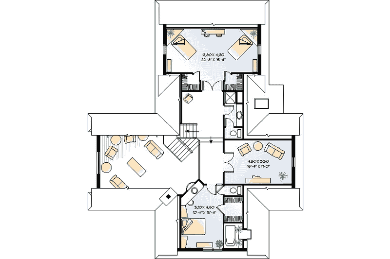 Home Plan - Floor Plan - Upper Floor for European House Plan #23-2027 - 3 bed, 3.5 bath
