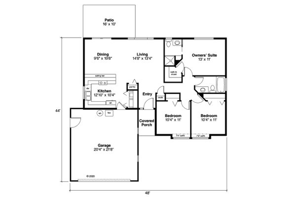 Ranch Floor Plan - Main Floor Plan #124-286