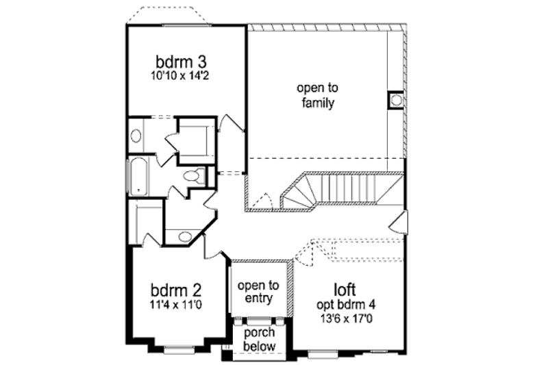 Home Plan - Floor Plan - Upper Floor for European House Plan #84-462 - 3 bed, 2.5 bath