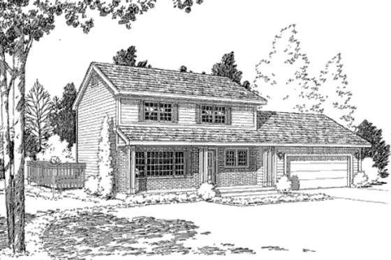 Exterior - Front Elevation for Traditional House Plan #312-845 - 3 bed, 2.5 bath