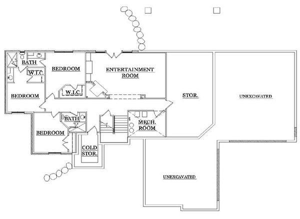 Craftsman Floor Plan - Lower Floor Plan #5-249