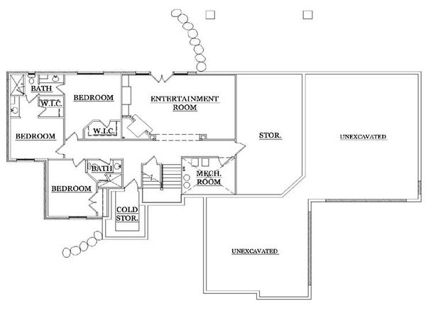 Architectural House Design - Craftsman Floor Plan - Lower Floor Plan #5-249