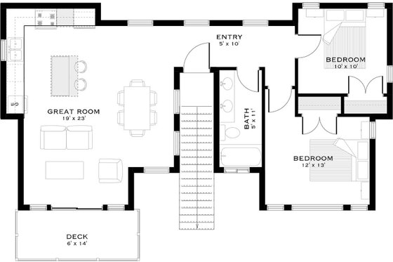 Floor Plan - Main Floor for Cabin House Plan #1101-73 - 2 bed, 1 bath
