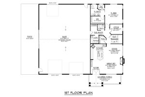 Floor Plan - Main Floor for Barndominium House Plan #1064-431 - 4 bed, 2.5 bath