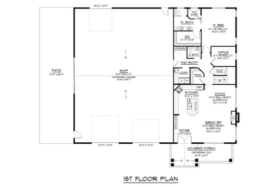 Floor Plan - Main Floor for Barndominium House Plan #1064-431 - 4 bed, 2.5 bath