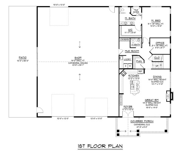 House Blueprint - Barndominium Floor Plan - Main Floor Plan #1064-431