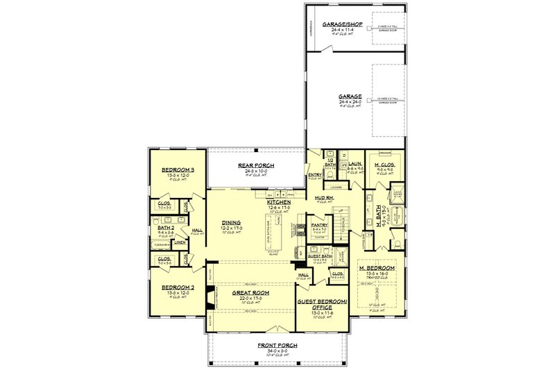 Architectural House Design - Floor Plan - Main Floor for Farmhouse House Plan #430-379 - 4 bed, 3.5 bath