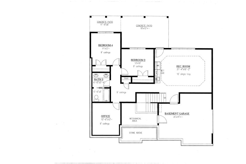 Architectural House Design - Floor Plan - Lower Floor for Craftsman House Plan #437-94 - 4 bed, 3 bath