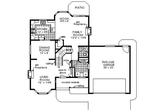 Floor Plan - Main Floor for Traditional House Plan #18-256 - 3 bed, 2.5 bath