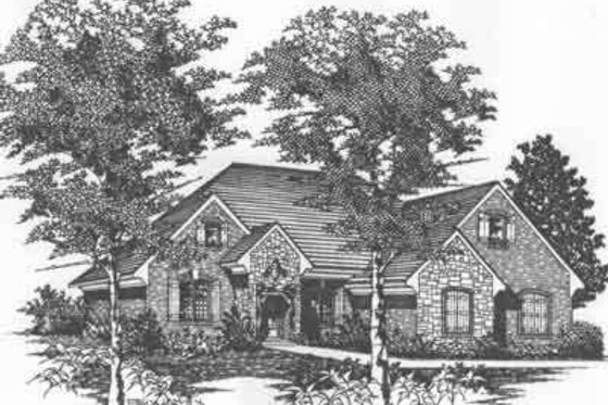Exterior - Front Elevation for European House Plan #329-148 - 2 bed, 2.5 bath