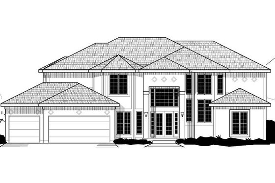 Exterior - Front Elevation for European House Plan #67-735 - 3 bed, 3 bath
