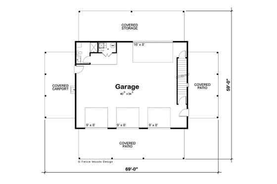 Floor Plan - Main Floor for Barndominium House Plan #20-2561, 0.5 bath