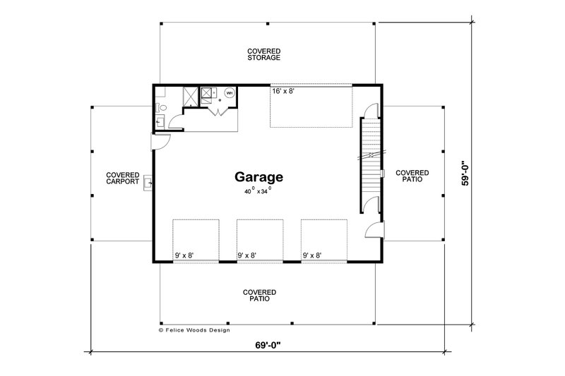 Dream House Plan - Floor Plan - Main Floor for Barndominium House Plan #20-2561, 0.5 bath