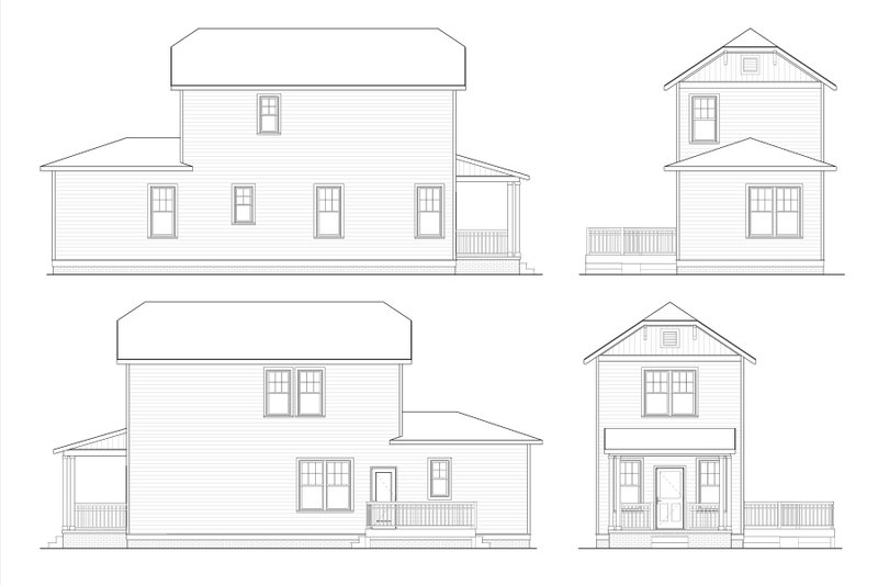 House Plan Design - Exterior - Other Elevation for Prairie House Plan #936-67 - 3 bed, 2 bath