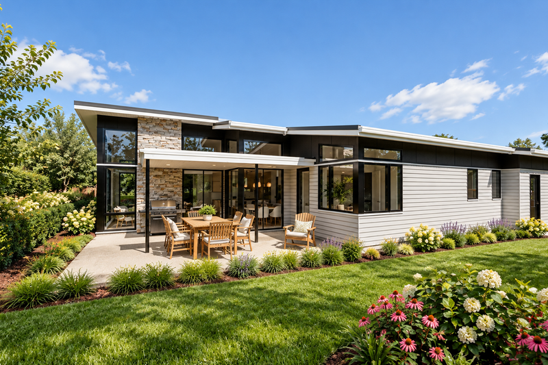 Home Plan - Exterior - Rear Elevation for Contemporary House Plan #48-1233 - 3 bed, 2.5 bath