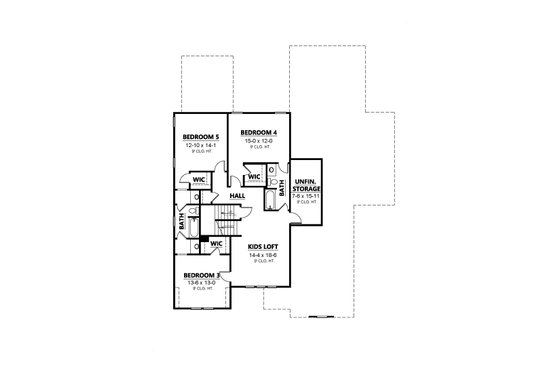 Floor Plan - Upper Floor for Farmhouse House Plan #1080-1 - 5 bed, 4 bath