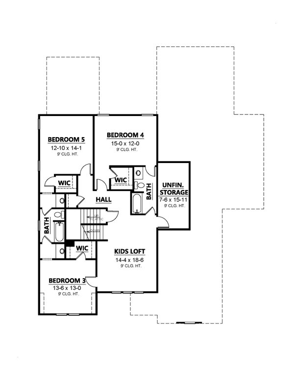 Traditional Floor Plan - Upper Floor Plan #1080-1