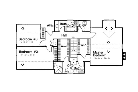 Floor Plan - Upper Floor for Colonial House Plan #312-831 - 3 bed, 2.5 bath