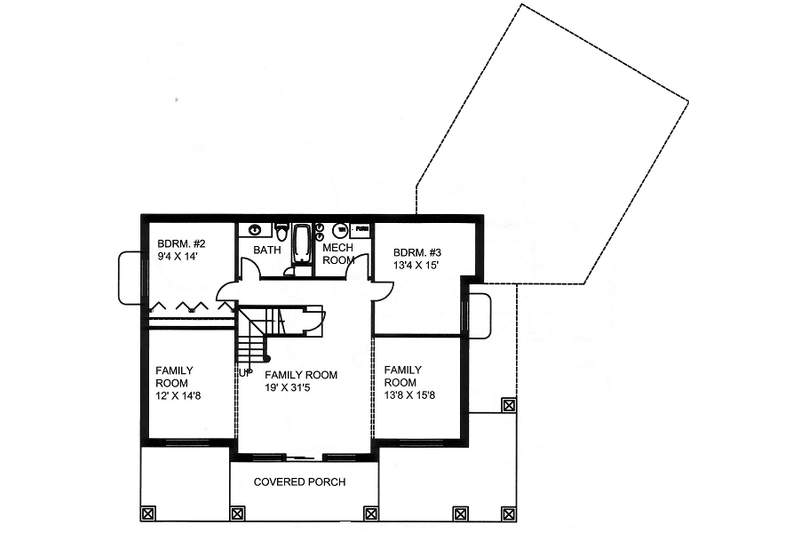 Home Plan - Floor Plan - Lower Floor for Bungalow House Plan #117-668 - 3 bed, 2.5 bath