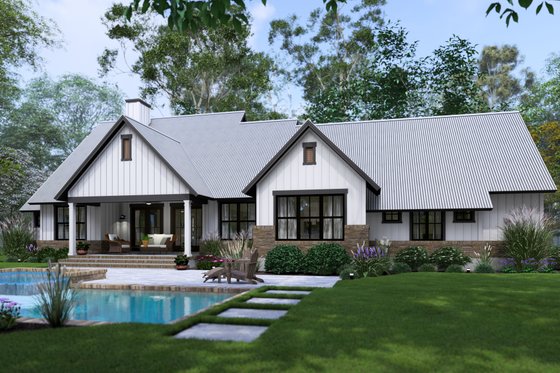 Exterior - Rear Elevation 7 for Cottage House Plan #120-290 - 4 bed, 3.5 bath