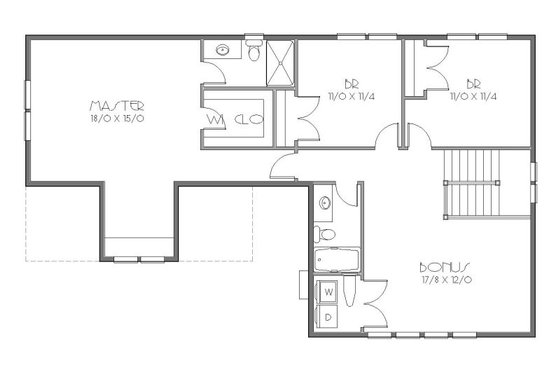 Floor Plan - Upper Floor for Country House Plan #423-37 - 3 bed, 2.5 bath