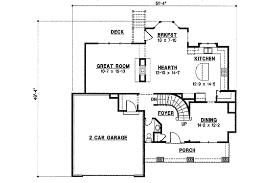 Floor Plan - Main Floor for Traditional House Plan #67-809 - 4 bed, 3 bath