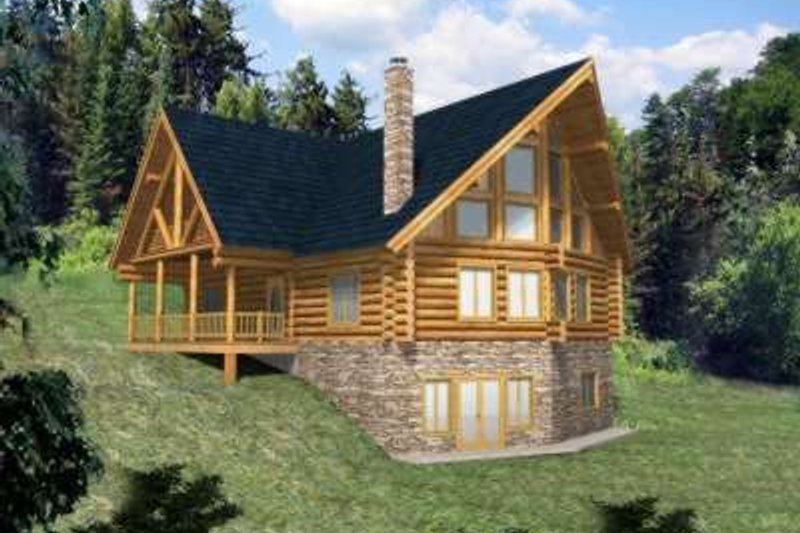 Dream House Plan - Log Exterior - Front Elevation Plan #117-399
