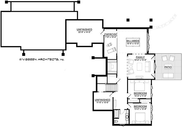 Architectural House Design - Traditional Floor Plan - Lower Floor Plan #928-300