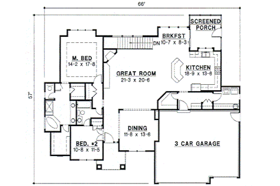 Floor Plan - Main Floor for European House Plan #67-358 - 4 bed, 4 bath