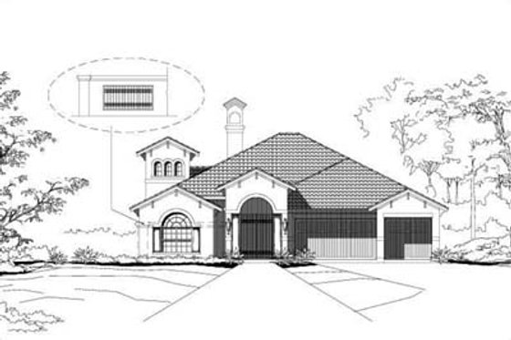 Exterior - Front Elevation for Mediterranean House Plan #411-165 - 4 bed, 3 bath