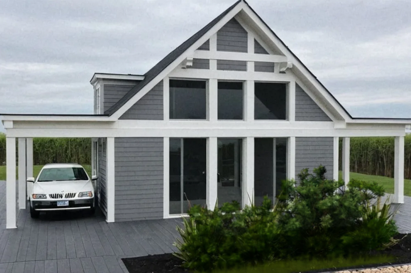House Blueprint - Exterior - Front Elevation 5 for Modern House Plan #542-8 - 2 bed, 1 bath