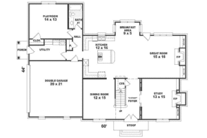 Floor Plan - Main Floor for Southern House Plan #81-297 - 4 bed, 3 bath