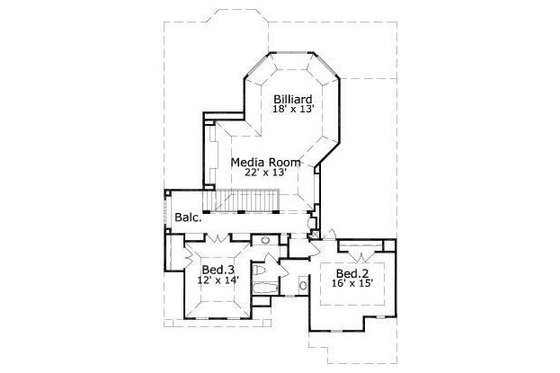 Floor Plan - Upper Floor for European House Plan #411-857 - 4 bed, 3.5 bath