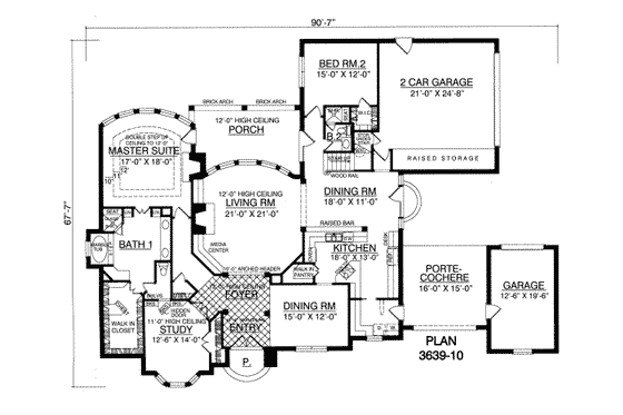 Floor Plan - Main Floor for European House Plan #40-195 - 3 bed, 3 bath
