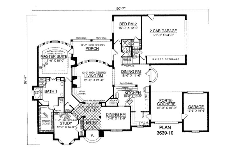 Home Plan - Floor Plan - Main Floor for European House Plan #40-195 - 3 bed, 3 bath