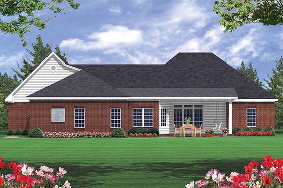 Exterior - Rear Elevation for Southern House Plan #21-102 - 3 bed, 2.5 bath