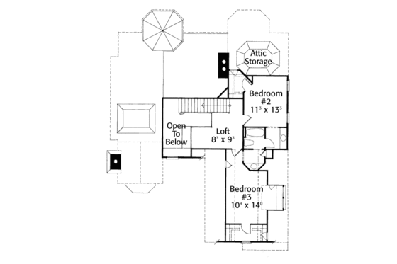 Floor Plan - Upper Floor for Cottage House Plan #429-11 - 3 bed, 2.5 bath