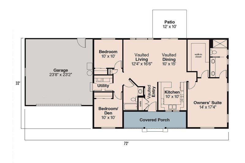 Home Plan - Floor Plan - Main Floor for Ranch House Plan #124-527 - 3 bed, 2 bath