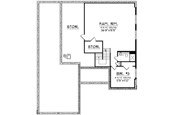 Floor Plan - Lower Floor for Traditional House Plan #70-608 - 2 bed, 2.5 bath