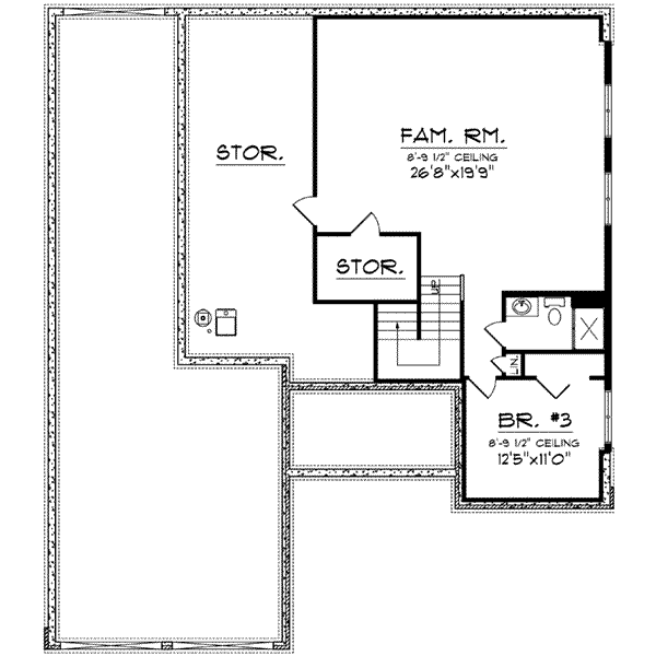 Home Plan - Traditional Floor Plan - Lower Floor Plan #70-608