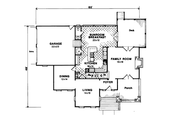 Floor Plan - Main Floor for Traditional House Plan #41-172 - 4 bed, 3.5 bath