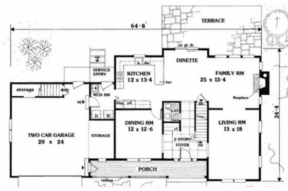 Floor Plan - Main Floor for Farmhouse House Plan #3-215 - 5 bed, 2.5 bath