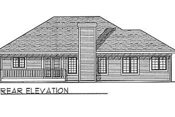 Exterior - Rear Elevation for Traditional House Plan #70-131 - 3 bed, 2 bath