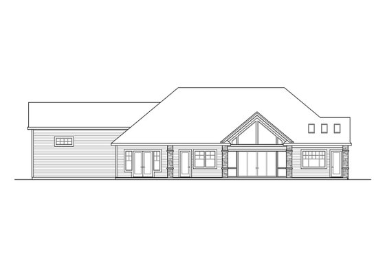 Exterior - Rear Elevation for Craftsman House Plan #124-1182 - 2 bed, 2.5 bath