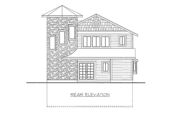 Exterior - Rear Elevation for Bungalow House Plan #117-640 - 1 bed, 1.5 bath
