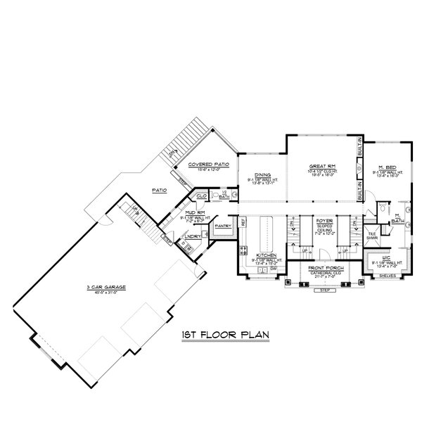 Craftsman Floor Plan - Main Floor Plan #1064-346