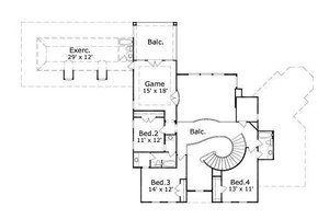 Floor Plan - Upper Floor for European House Plan #411-409 - 4 bed, 3.5 bath