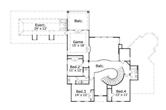 Floor Plan - Upper Floor for European House Plan #411-409 - 4 bed, 3.5 bath