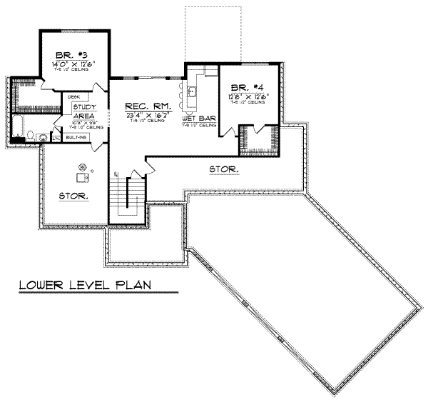 Ranch Floor Plan - Lower Floor Plan #70-672