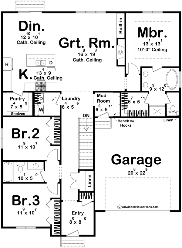 Farmhouse Floor Plan - Main Floor Plan #455-596